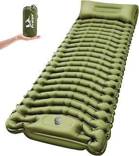 Ultralight Camping Sleeping Pad with Pillow &amp; Built-in Foot Pump