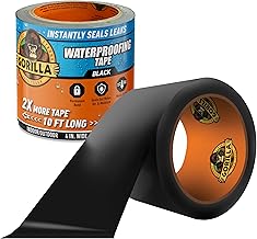 GORILLA Waterproofing Tape, Permanent, Black, 4" x 10', 1-Pack | Weather Resistant Seal for Leaks &amp; Repairs, Air &amp; Moisture Barrier, Bonds Metal, Plastic, Wood, Rubber &amp; Vinyl