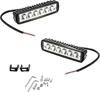 2 PCS Car Straight-line Daytime Running Light, 6 Inches 6LED 18W 6000K 1200LM IP67 Weather-resistant Work Light, Universal for Most Cars, Trucks, SUVs (Black)