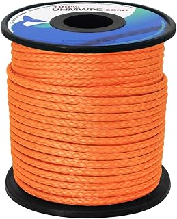 Hollow UHMWPE Braided Cord 1.3mm, 1.6mm, 2mm Spliceable for Tent Guyline Tarp Hammock Ridgeline Whoopie Sling Bear Bagging for Camping Backpacking